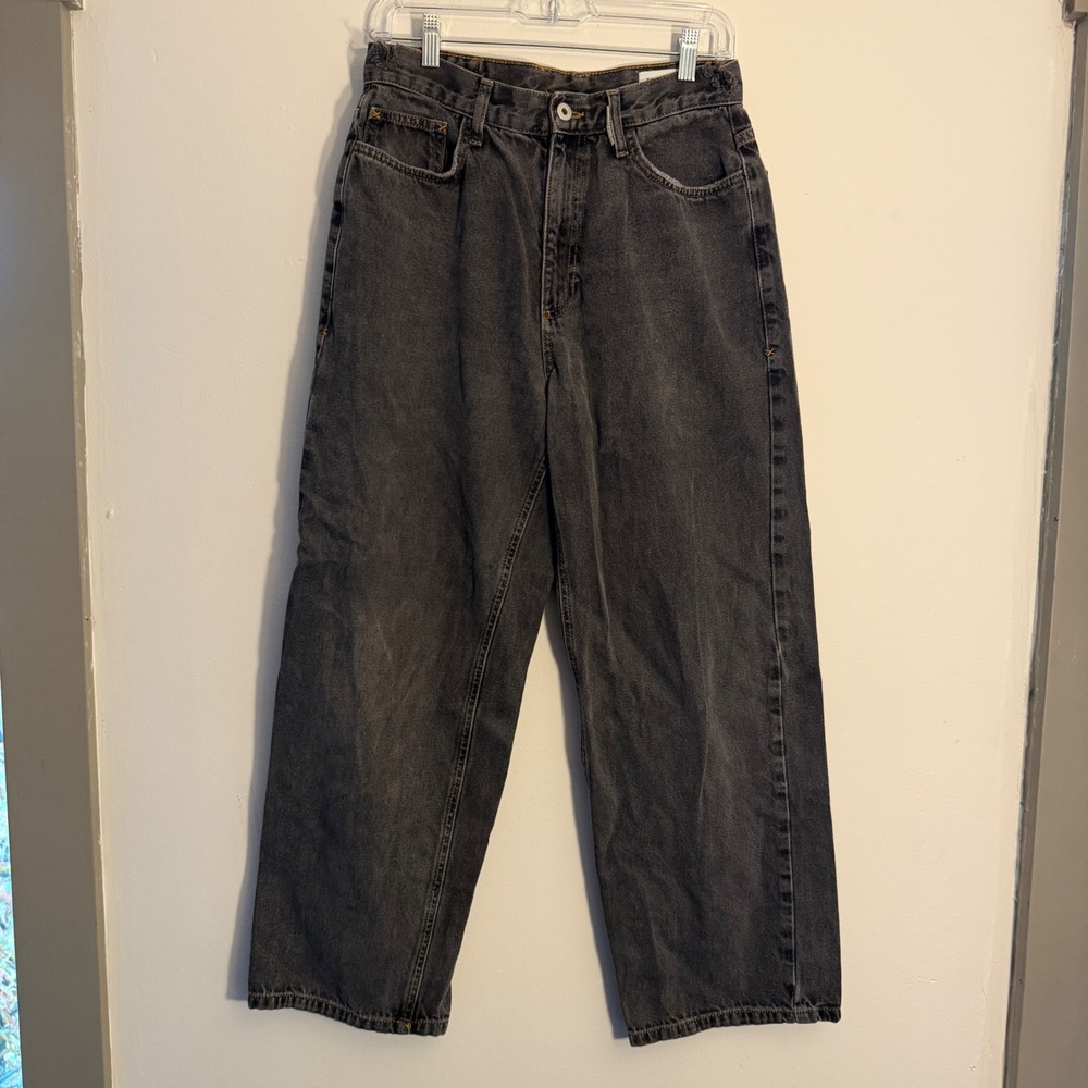 COLLUSION Mens X004 Dad Jeans Baggy Fit Faded Black Denim W32 L30 S
